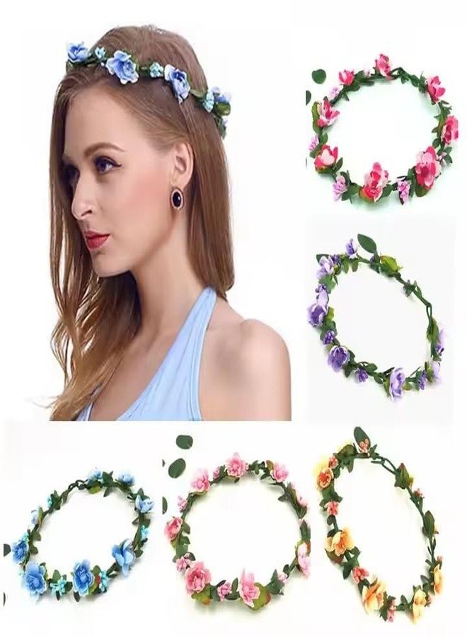 QUILBOOL Floral Crown Tiara for Girls & Women - Multicolor Handmade Flower Headband for Weddings, Birthdays, Festivals, Cosplay & Boho Parties - Pack of 1 (Multi-Design) - Image 2